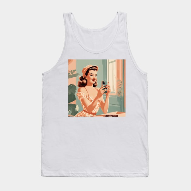 Snapshot Vintage Vanity Mirror Selfie Pin Up Art Tank Top by di-age7